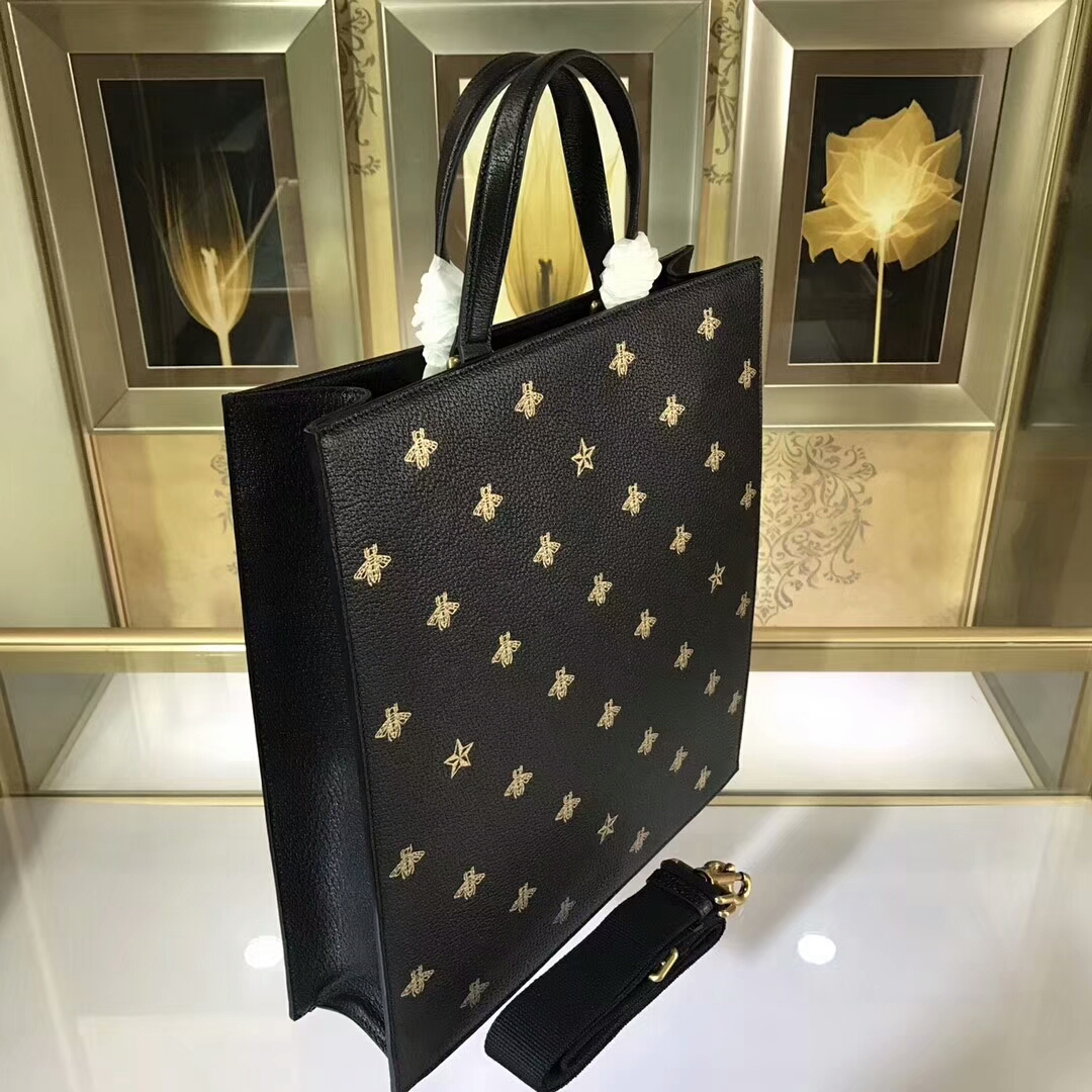 Gucci Bee Star leather tote bag-495444-GU50554 [GU50554] - $201.00USD