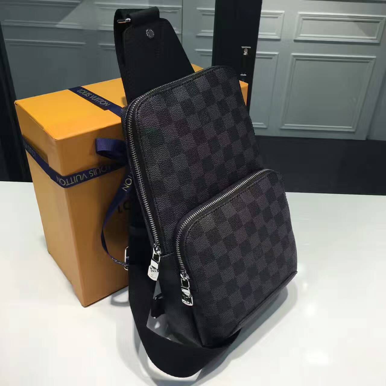 Replica Louis Vuitton N41719 Avenue Sling Bag Damier Graphite Canvas For  Sale