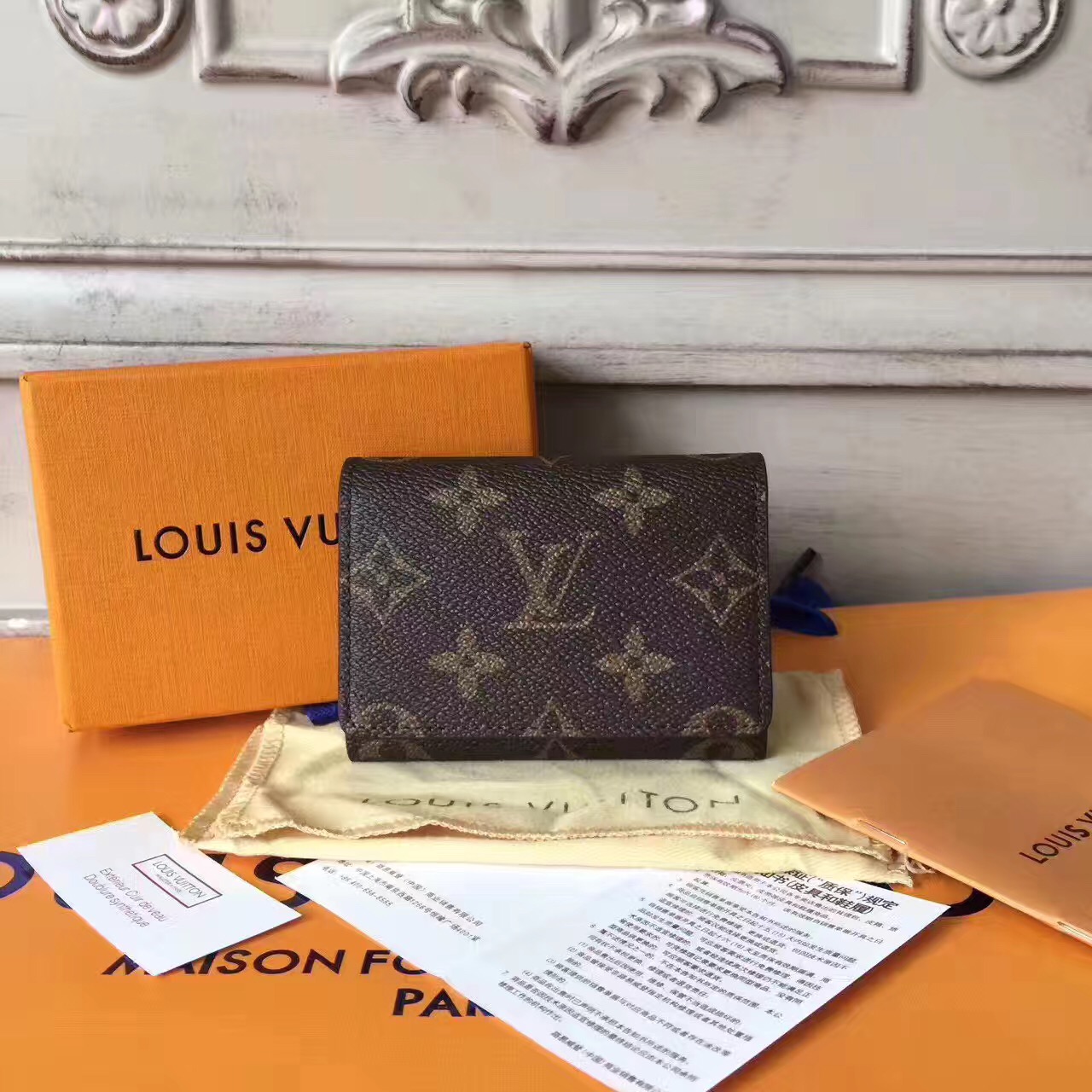 Louis Vuitton Monogram enveloppe carte de visite-M63801-LV50637 ...